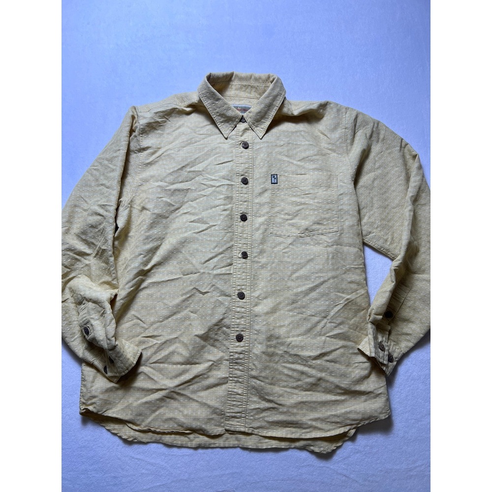 Original Island Sport XL Button Down Shirt Tropical Casual Yellow Textured Grid